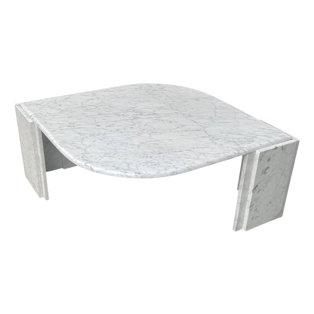 German Teardrop Coffee Table with Carrara Marble, 1980s For Sale