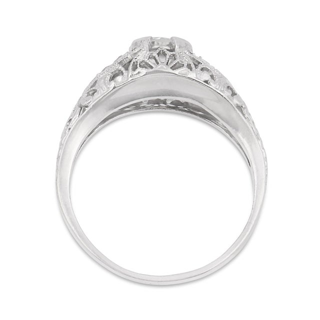 1930s Art Deco Diamond Platinum Engagement Ring, Size 5.5 For Sale In Los Angeles - Image 6 of 6
