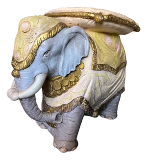 Vintage Hand-Painted Elephant Garden Stool / Side Table