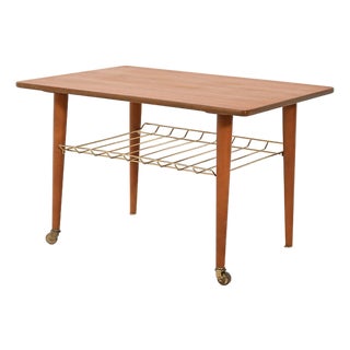 Scandinavian Coffee Table with Brass Shelf, 1960s For Sale