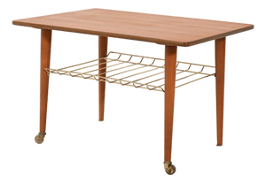 Scandinavian Coffee Table with Brass Shelf, 1960s