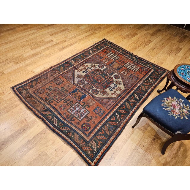 Antique Karachov Kazak Area Rug, Hand-Knotted Wool, Caucasus, 1800s, 5’ x 7’ For Sale - Image 12 of 18