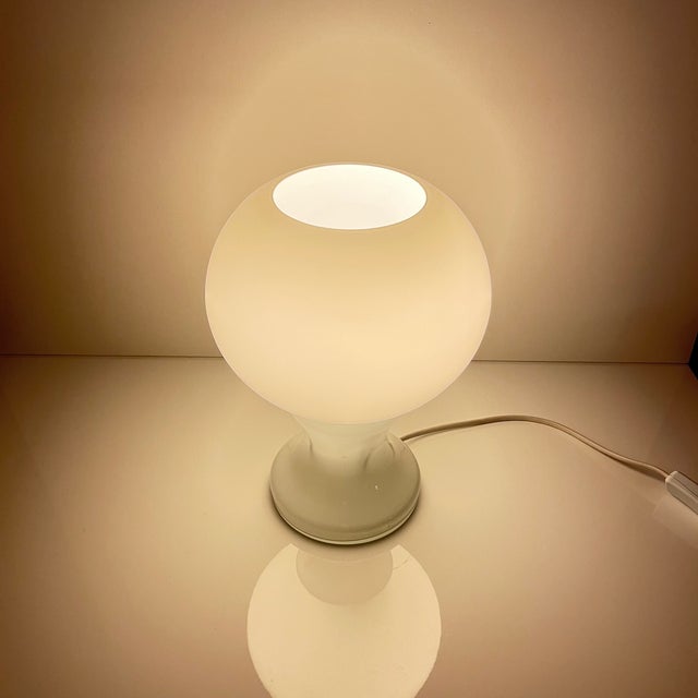 Table lamp designed att. To ingo maurer, model ml 32 - 1968 for edition design m white tinted blown glass (presence of...