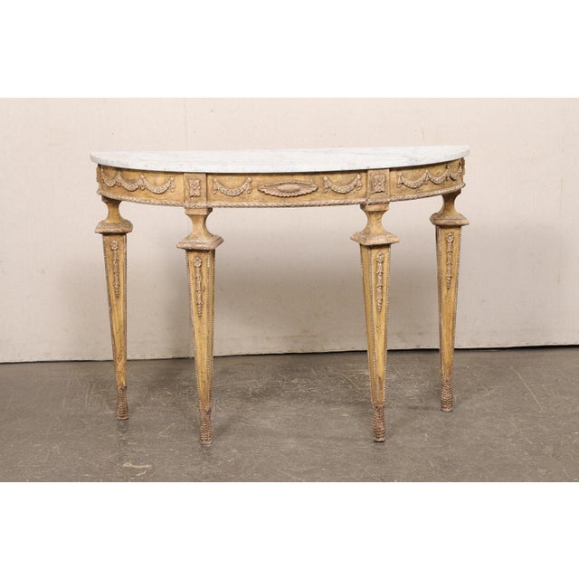 Italian Mid 20th Century Italian Marble Top Console W/ Swag Accents For Sale - Image 3 of 12