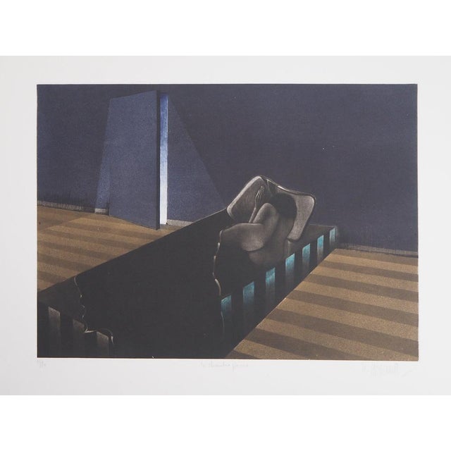 Michel Mathonnat, The Yellow Room, Original Engraving in Pencil For Sale - Image 7 of 7