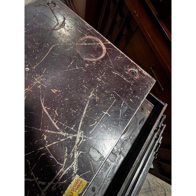 Antique Metal Six Drawer Watchmaker’s Cabinet or Storage Drawers | E & J Swigart Co + Fancy Crystals B & B For Sale - Image 12 of 12