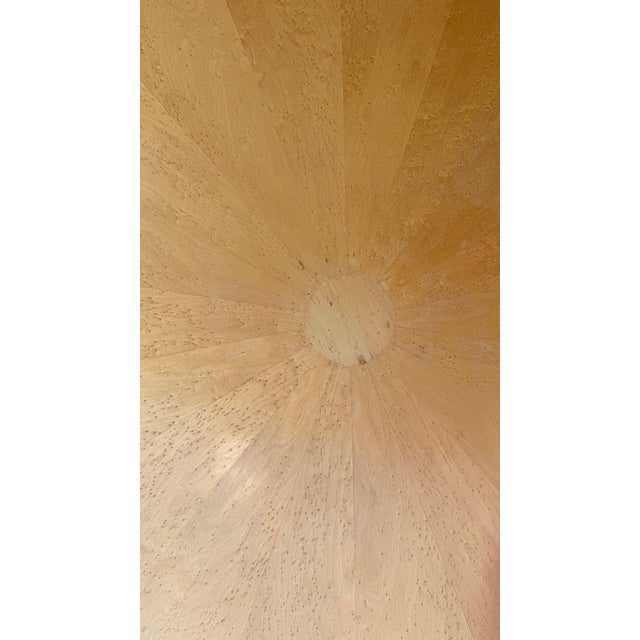 Late 20th Century 60” Postmodern Birdseye Maple Dining Table With Polished Metal Banding – Masterpiece Custom Furniture For Sale - Image 13 of 15