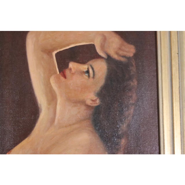 Widell, Sitting Woman, 1954, Oil on Canvas, Framed For Sale - Image 4 of 15