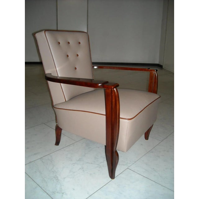 Set of Leather and Rosewood Armchairs, 1940s For Sale - Image 11 of 15