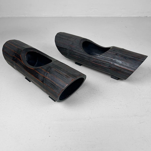 Vintage Bamboo Ikebana Vases, Japan, 1960s, Set of 2 For Sale - Image 12 of 17