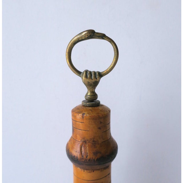 Wood Italian Peppermill Bamboo Brass Bird Design For Sale - Image 7 of 10