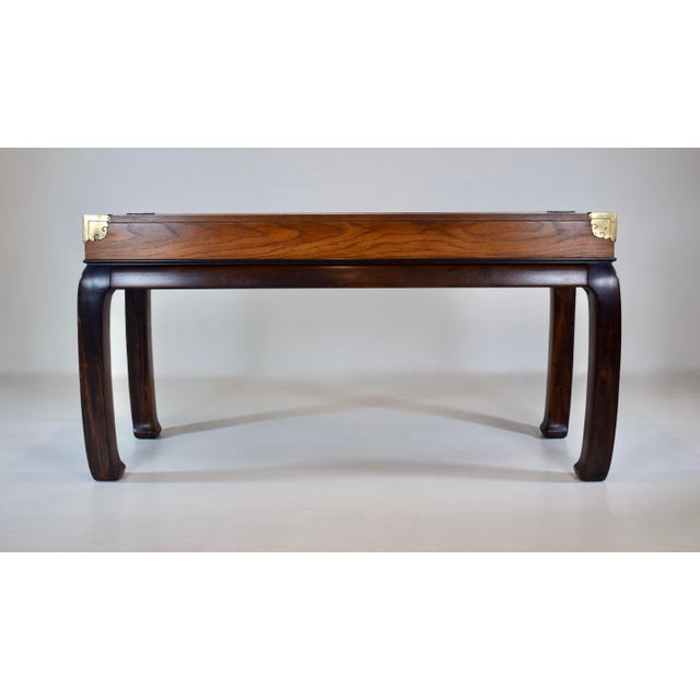 Ming Campaign Style Burl-Wood Console Table For Sale - Image 9 of 11