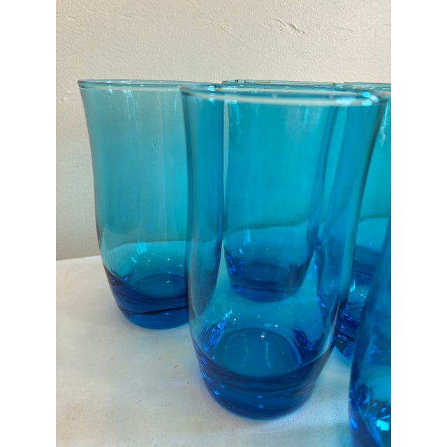 Vintage Mid-Century Modern Aqua Blue Drinking Glass Tumblers - Set of 6 For Sale In Oklahoma City - Image 6 of 8