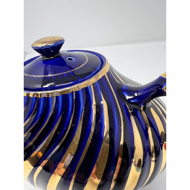 Ceramic Arthur Wood Cobalt & Gilt Teapot | English Staffordshire, C. 1930s For Sale - Image 7 of 12