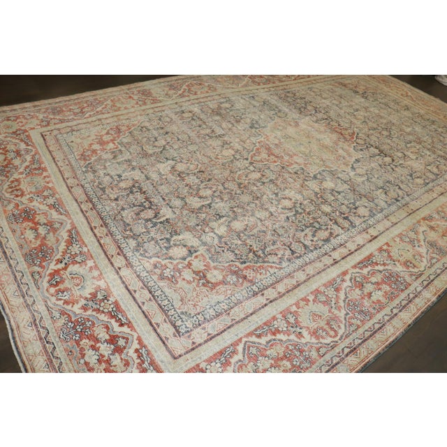 Red Early 20th Century Worn Persian Mahal Oversize Rug - 10'7" x 16'11" For Sale - Image 8 of 12
