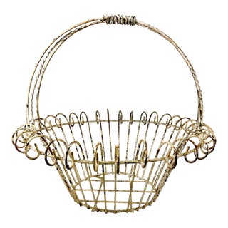1950s Vintage French Art Nouveau Boho Chic Medium Jardiniere Basket Planter. For Sale