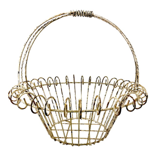 1950s Vintage French Art Nouveau Boho Chic Medium Jardiniere Basket Planter. For Sale