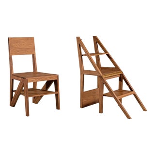 Morelato Scala Organic Walnut Transforming Chair / Ladder – Natural Oil Finish – Italian Modern For Sale
