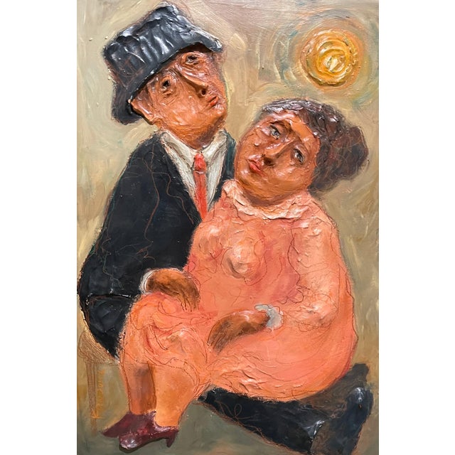 Original Painting: Terracotta Relief With Acrylic Painting on Wood Panel Hand signed These works are paintings with a 3D...