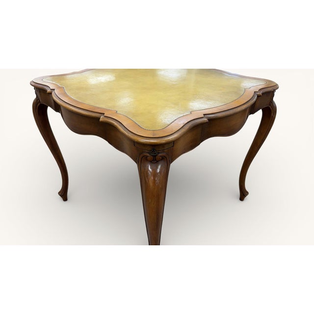 Vintage Weiman Leather Top Game or Card Table For Sale - Image 9 of 17