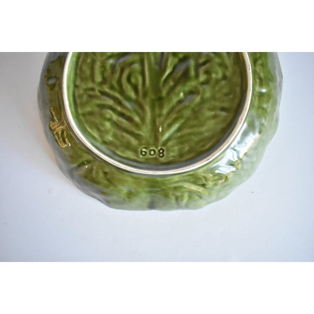 Late 20th Century Portuguese Majolica Cabbageware Leaf Serving Bowl For Sale - Image 5 of 6