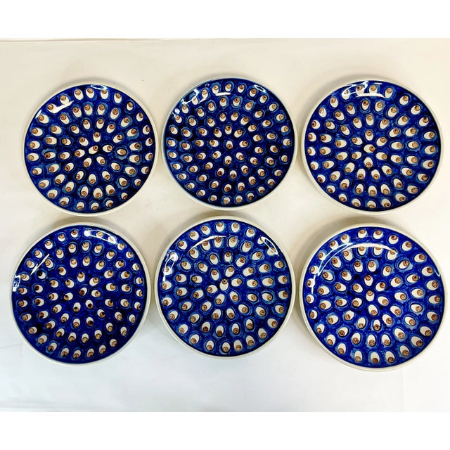 From the 1980s, this is a set of 6 Salad Plates from Boleslaweic Polish Pottery in the original Peacock pattern. It’s a...