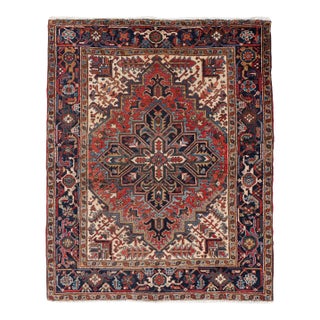 Antique Circa 1920 Red Heriz Hand Knotted Rug 5ft 11in X 7ft 4in For Sale