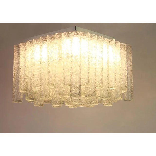 German Murano Ice Glass Tubes Flushmount by Doria, 1960s For Sale - Image 6 of 7