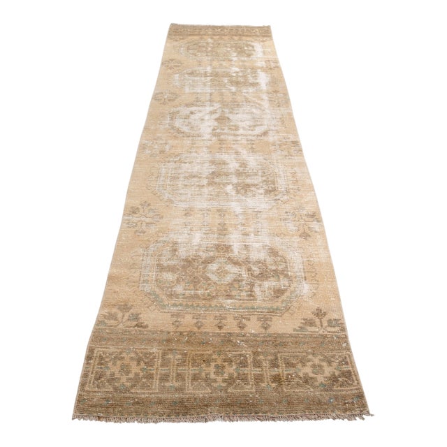 1960s Muted Beige Turkish Runner For Sale
