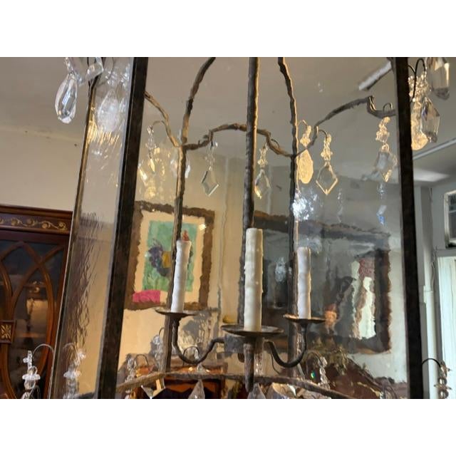 48 High Large Antique Style Metal Lantern Frosted Glass French Style For Sale - Image 4 of 8
