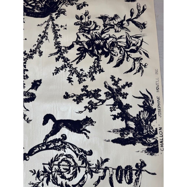 1960’s Vintage Wallcovering Black and White With Moire Back. Josephine Howell Incorporated. Challon Pattern. 22 Rolls. For Sale - Image 4 of 8