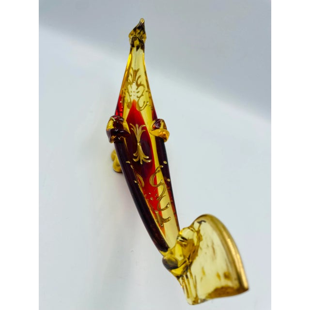 Mid 20th Century Ruby & Gold Murano Art Glass "Gondola" Sculptures - Set of 2 For Sale In Los Angeles - Image 6 of 13