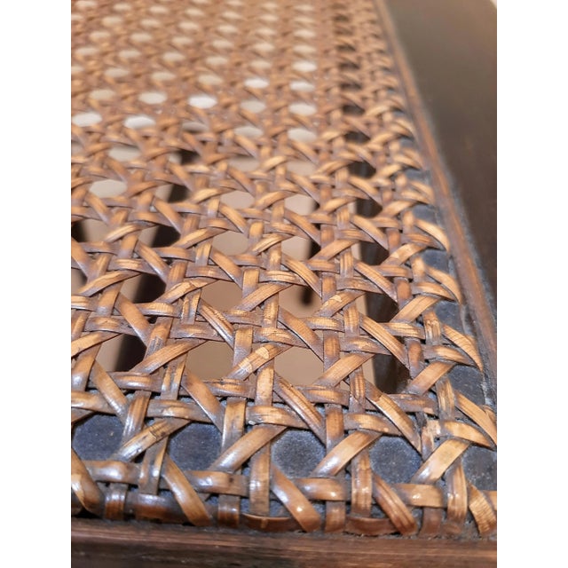 Cane Top Bench Foot Stool Side Table For Sale - Image 9 of 10