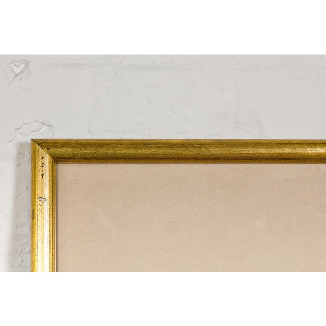 Traditional Woman in a Blue Dress Threading Silk Chinese Watercolor in Gilt Frame For Sale - Image 3 of 12