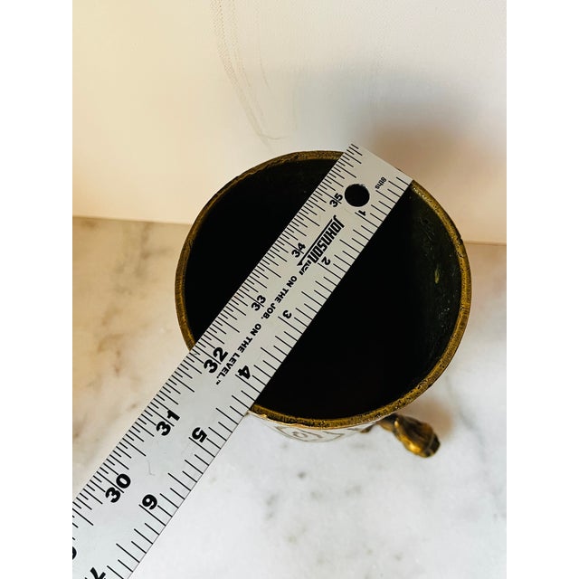 Metal Antique Footed Planter With a Textured Finish and a Stand With Dragon Feet. For Sale - Image 7 of 16