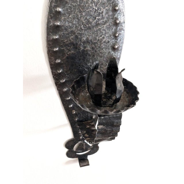 1960s Vintage Spanish Brutalist Wrought Iron Wall Sconce, 1960s For Sale - Image 5 of 13