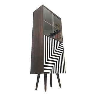 Polish Display Bar Cabinet with Op Art Motif, 1973 For Sale