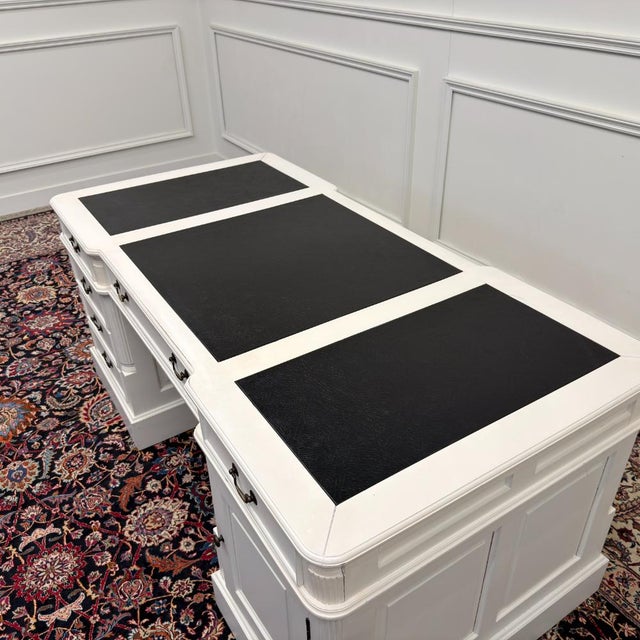 Classic English White Desk with Desk Chair, Set of 2 For Sale - Image 15 of 18