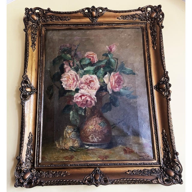 Flowers in a Vase, 1900, Oil on Canvas, Framed For Sale - Image 17 of 17