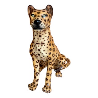 Ceramic Leopard Statue For Sale