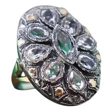 Gold and Silver Ring with Teardrop and Pear Cut Zirconias For Sale