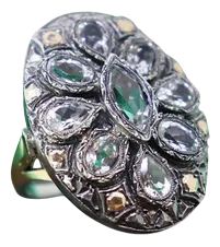 Gold and Silver Ring with Teardrop and Pear Cut Zirconias