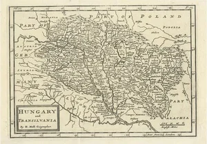 Antique Map of Hungary and Transylvania Modern Day Romania, 1710