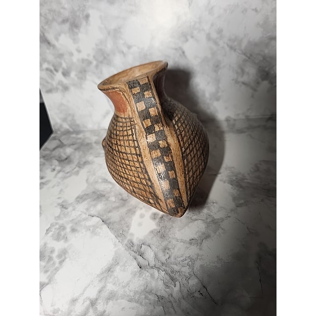 Vintage Chilian Pottery Bird Effigy Vessel Handle Folk Art Pottery Primitive For Sale In San Francisco - Image 6 of 14