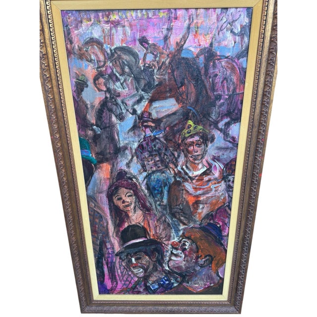 1970s 1973 Pascal Cucaro Large Circus Oil Painting For Sale - Image 5 of 12