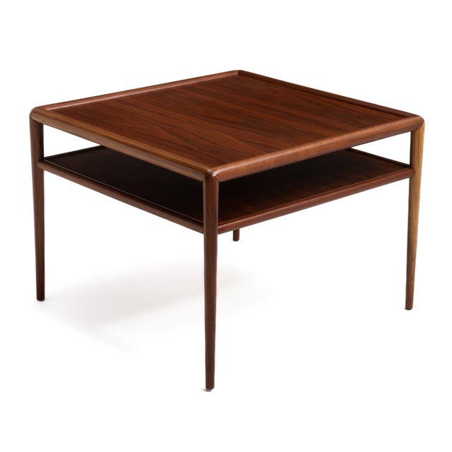 Wood t.h. Robsjohn-Gibbings Widdicomb Square Two Tiered Cocktail Coffee Lamp End Table 1957 For Sale - Image 7 of 14