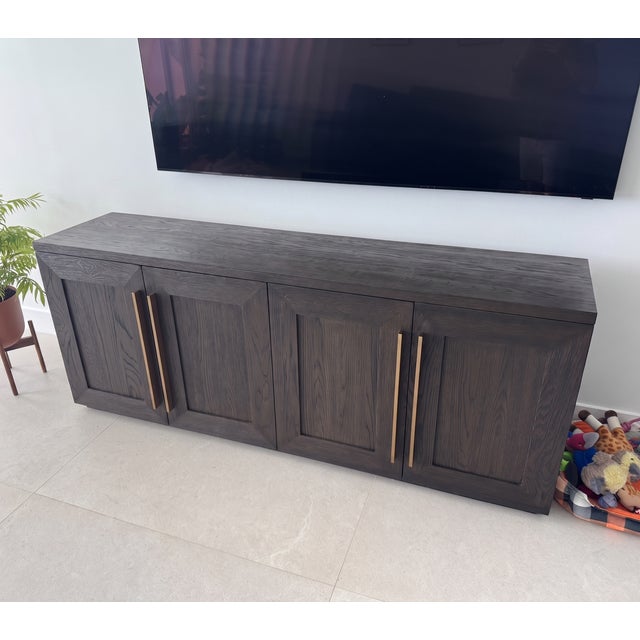 Van Thiel Restoration Hardware Machinto 4-Door Media Console in Brown Oak For Sale - Image 4 of 7
