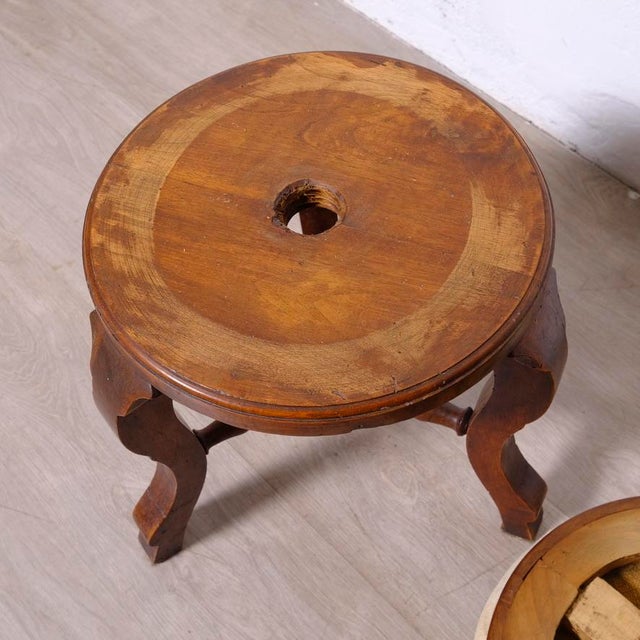 Antique Wooden Swivel and Adjustable Screw Piano Stool, 1930s For Sale - Image 10 of 12