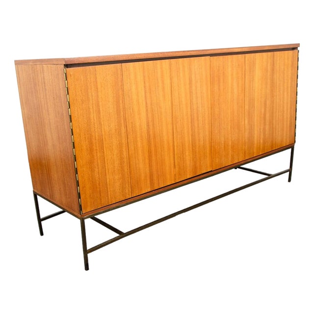 Mid Century Modern Credenza Sideboard Paul McCobb Irwin Calvin Mahogany Brass For Sale
