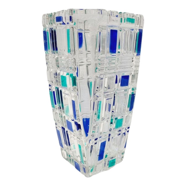 Multicolored Crystal Vase, 1960s For Sale